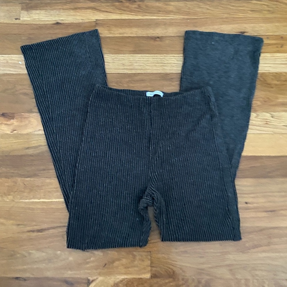 Emory Park Gray/Black Ribbed Yoga Pants size small